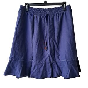 Liz Lange Maternity For Target Navy Linen Elastic Waist Peplum Hem Skirt -Size M